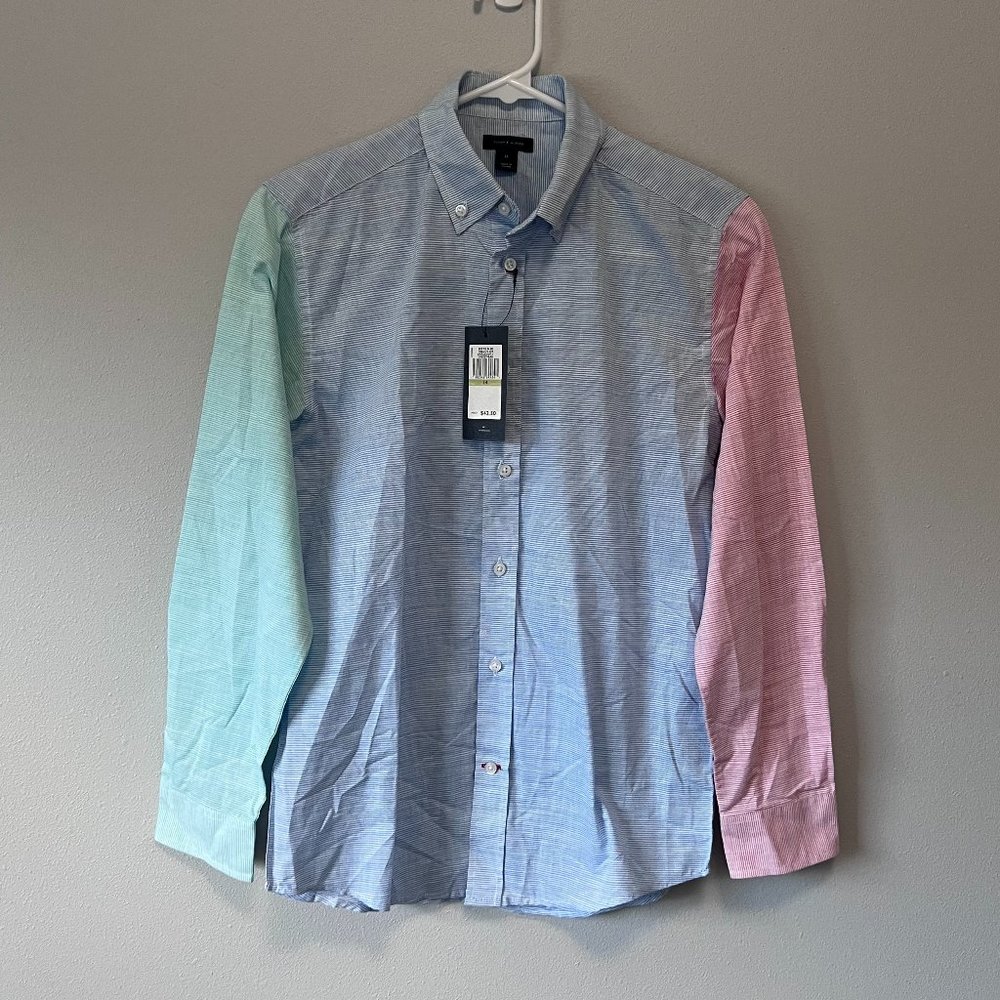 Tommy Hilfiger Boys Long Sleeve Button Down Pastel Shirt Size 14 NWT!